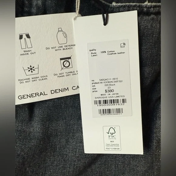 Moussy Vintage Vicksburg 100% Cotton Black Denim Frayed Hem Maxi Skirt NWT Sz 23 - Picture 12 of 13